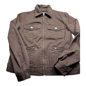 Ralph‎ Lauren Jeans Company Women's Zip Jean Jacket Size Small Brown Demin